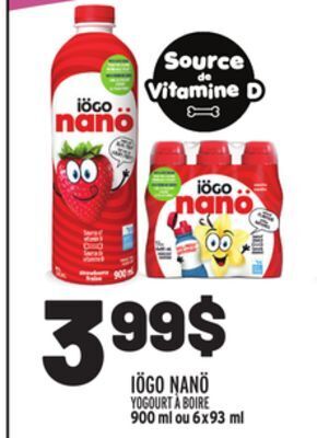 Metro Iögo nanö yogourt à boire offer