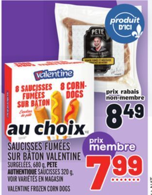 Metro Saucisses fumées sur bâton valentine | valentine frozen corn dogs offer
