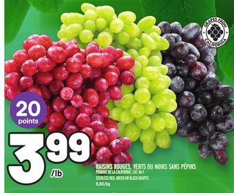 Metro Raisins rouges, verts ou noirs sans pépins | seedless red, green or black grapes offer