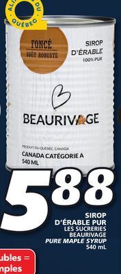 IGA Beaurivage pure maple syrup offer