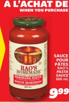 IGA Rao's pasta sauce offer