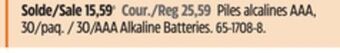 Canadian Tire Noma 30/aaa alkaline batteries offer