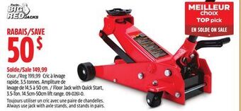 Canadian Tire Big red floor jack with quick start, 3.5-ton offer