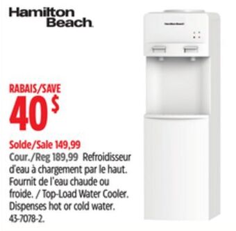 Canadian Tire Hamilton beach top-load water cooler offer