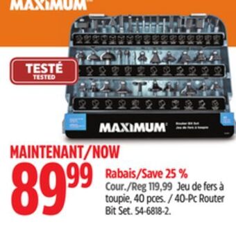 Canadian Tire Maximum 40-pc router bit set offer
