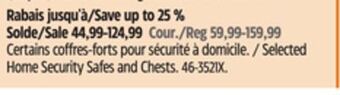 Canadian Tire Sentrysafe selected home security safes and chests offer