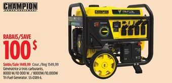 Canadian Tire Champion 8000w/10,000w tri-fuel generator offer