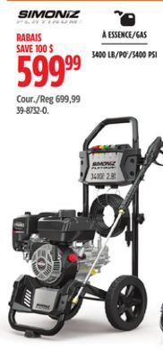 Canadian Tire Simoniz platinum 3400 psi 2.8 gpm cold water wheeled gas pressure washer w/briggs & stratton engine offer