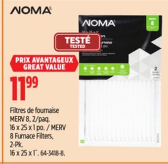Canadian Tire Noma 8 furnace filters, 2-pk offer