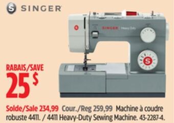 Canadian Tire Singer 4411 heavy-duty sewing machine offer
