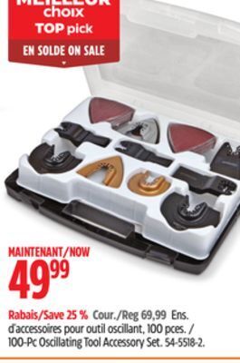 Canadian Tire Mastercraft 100-pc oscillating tool accessory set offer