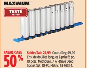 Canadian Tire Maximum ½-drive deep socket set, 10-pc offer