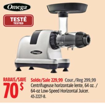 Canadian Tire Omega 64-oz low-speed horizontal juicer offer