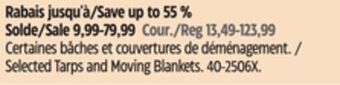 Canadian Tire Certified selected tarps and moving blankets offer