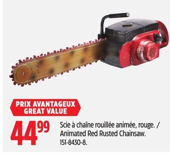 Canadian Tire Animated red rusted chainsaw offer