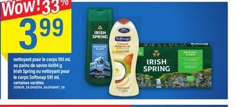 Maxi Nettoyant pour le corps 591 ml ou pains de savon 6x104 g irish spring ou nettoyant pour le corps softsoap 591 ml offer