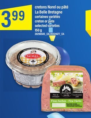 Maxi Cretons norel ou pâté la belle bretagne, 150 g offer