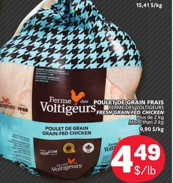 Marché Bonichoix Ferme des voltigeurs fresh grain-fed chicken offer