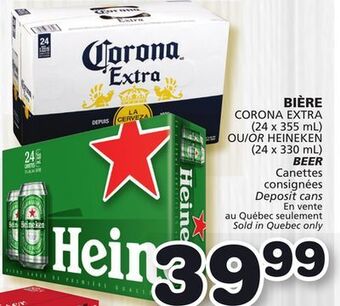 Marches Tradition Corona extra (24 x 355 ml) or heineken (24 x 330 ml) beer offer