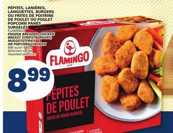 Marché Bonichoix Flamingo frozen breaded chicken breast strips, burgers, nuggets, fries or popcorn chicken offer