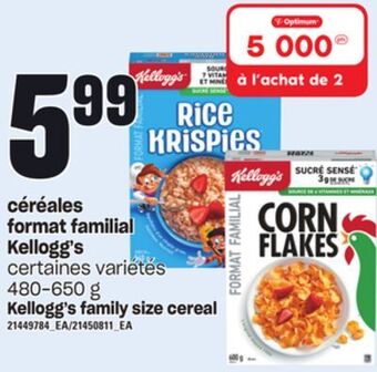 Provigo Céréales format familial kellogg's, 480-650 g offer