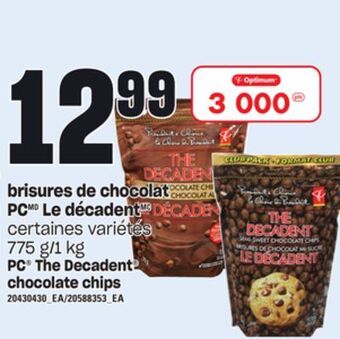Provigo Brisures de chocolat pc le décadent, 775 g/1 kg offer
