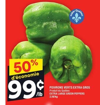 Super C Poivrons verts extra gros | extra large green peppers offer