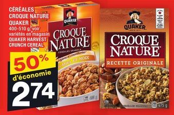 Super C Céréales croque nature quaker | quaker harvest crunch cereal offer