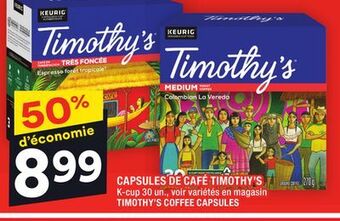 Super C Capsules de café timothy's | timothy's coffee capsules offer