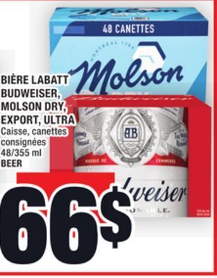 Super C Bière labatt budweiser, molson dry, export, ultra | beer offer
