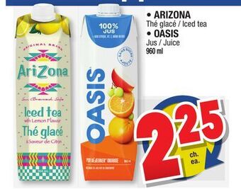 Jean Coutu Arizona iced tea, oasis juice selected products offer