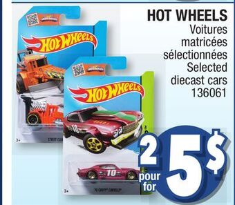 Jean Coutu Hot wheels selected diecast cars offer