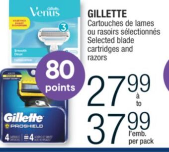 Jean Coutu Gillette selected blade cartridges and razors offer