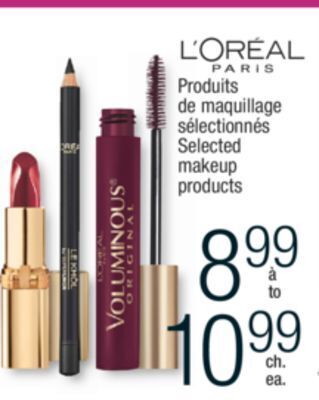 Jean Coutu L'oréal paris selected makeup products offer