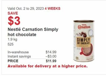 Costco Nestlé Carnation Simply hot chocolate offer