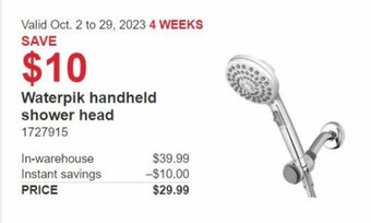Costco Waterpik handheld shower head offer