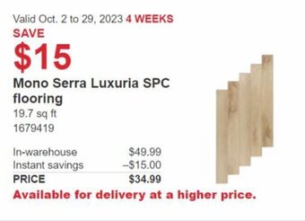 Costco Mono Serra Luxuria SPC flooring offer