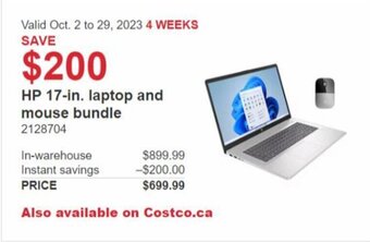 Costco HP 17-in laptop and mouse bundle offer