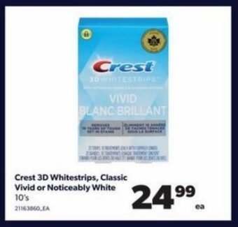 Real Canadian Superstore Crest 3D Whitestrips, Classic Vivid or Noticeably White 10's offer