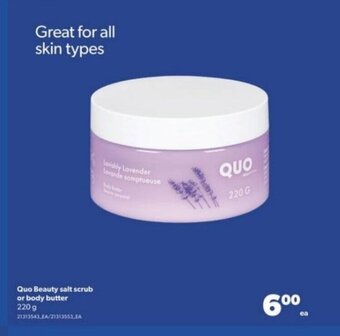 Real Canadian Superstore Quo Beauty salt scrub or body butter 220g offer