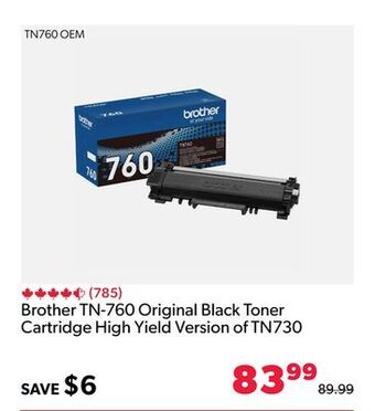Shopper+ Brother tn-760 original black toner cartridge high yield version of tn730 offer