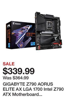 Newegg Gigabyte z790 aorus elite ax lga 1700 intel z790 atx motherboard with ddr5, quad m.2, pcie 5.0, usb 3.2 gen2x2 type-c, intel offer