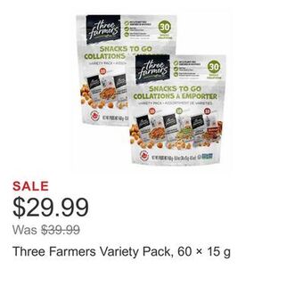 Costco Three farmers variety pack, 60 × 15 g offer