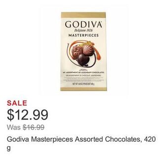 Costco Godiva masterpieces assorted chocolates, 420 g offer