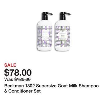 TSC Stores Beekman 1802 supersize goat milk shampoo & conditioner set offer