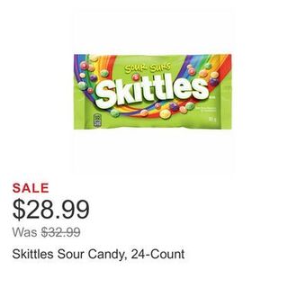 Costco Skittles sour candy, 24-count offer