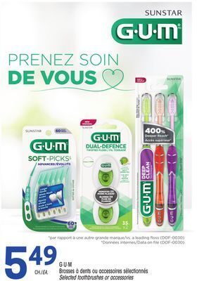 Uniprix G·u·m brosses à dents ou accessoires sélectionnés/selected toothbrushes or accessories offer