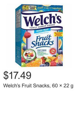 Costco Welch's fruit snacks, 60 × 22 g offer