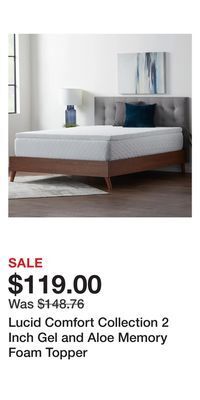 Bed Bath & Beyond Lucid comfort collection 2 inch gel and aloe memory foam topper offer