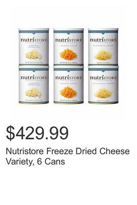 Costco Nutristore freeze dried cheese variety, 6 cans offer